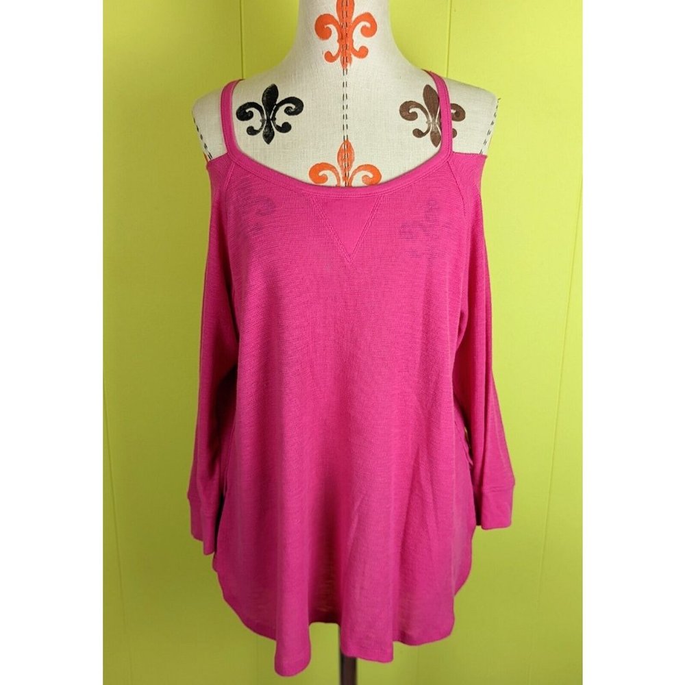 Calvin Klein Performance Women's L Active Pink Shirt Top Off Shoulder EUC